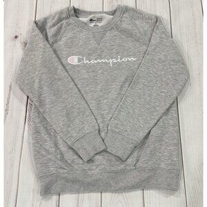 CHAMPION Sweater Girl's Size XL Grey Embroidered Pullover